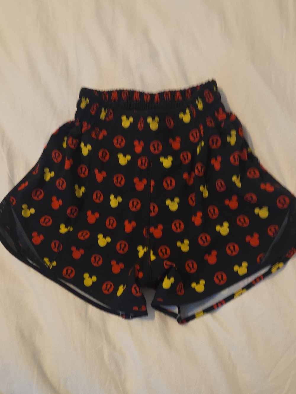 lululemon athletica Black Athletic Shorts with Red and Yellow Mickey Print